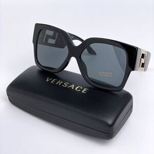 NEW Versace Greca VE4402 GB1/87 Black Grey Square Oversized Women Sunglasses